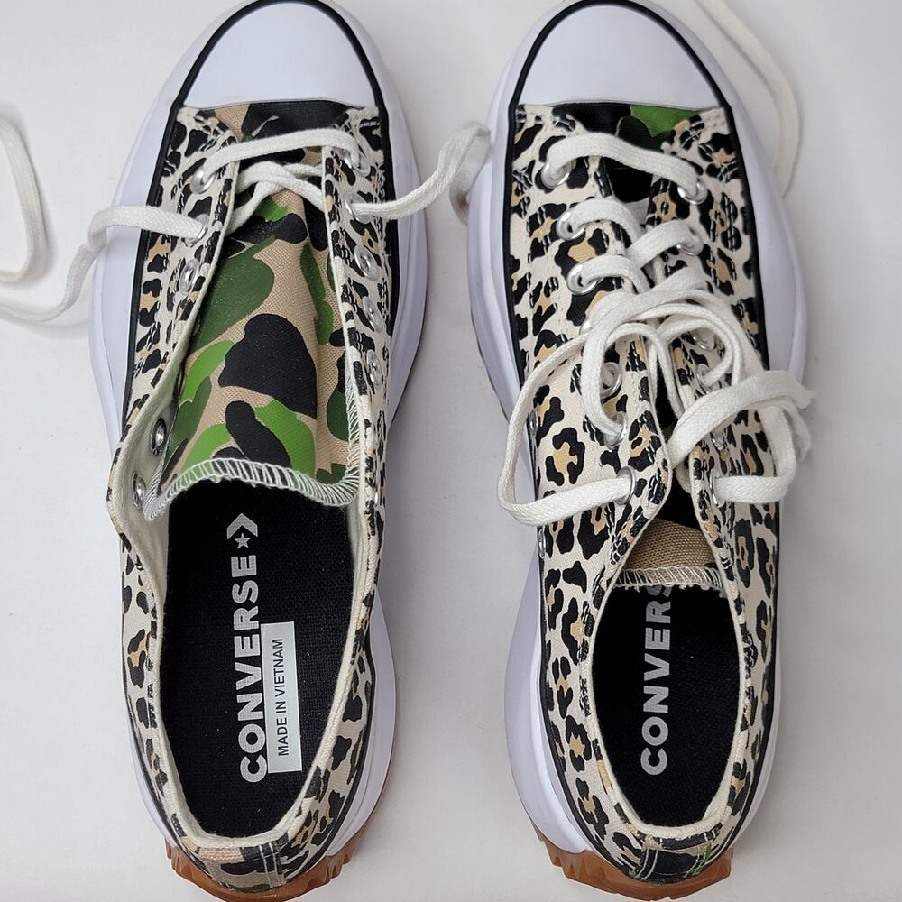 Converse Chuck Taylor 10M Low Top Chunky Platform Leopard Run Star Tennis Shoes - Picture 7 of 12